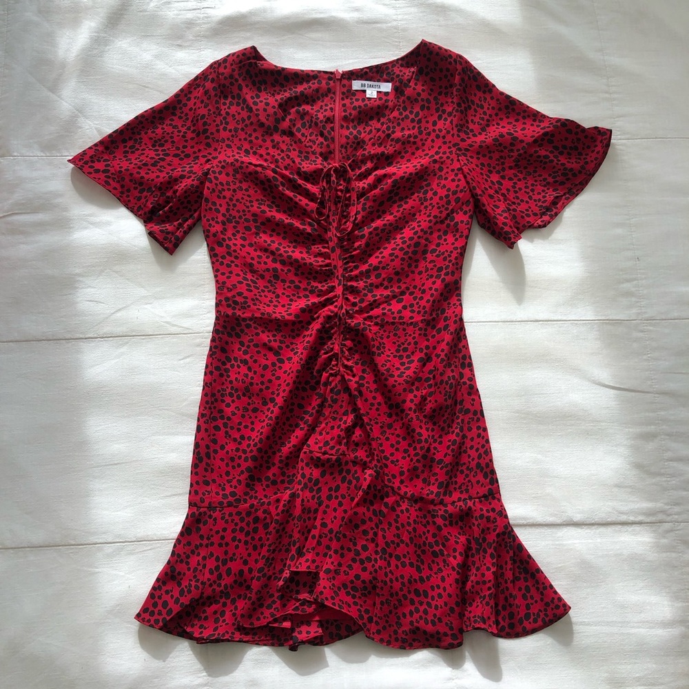 Red BB Dakota dress with black cheetah print